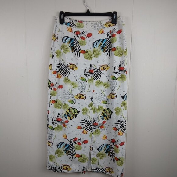 Stonebridge | VTG Linen Maxi Wrap Skirt Tropical Fish Print  | Size 10 - Picture 4 of 11